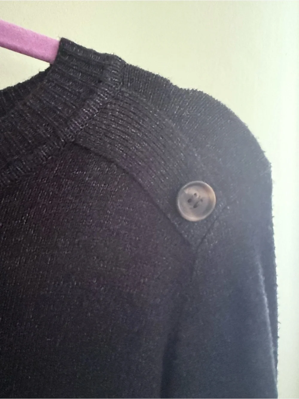 Pink Clover Black Button-Shoulder Women's Sweater